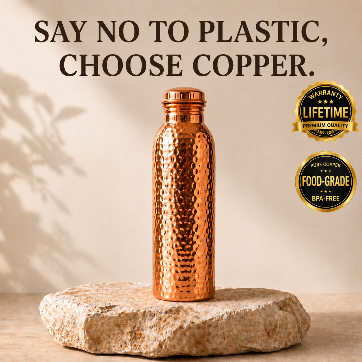 Cuvera — Hammered Copper Water Bottle